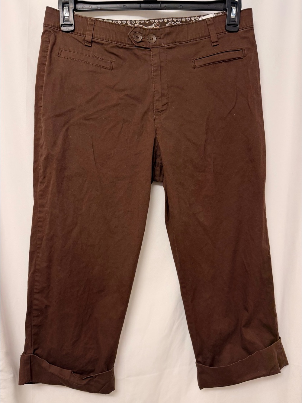 Bandolino Brown Comfort Stretch Waistband Capri Pants Women’s Size 12 Cuffed